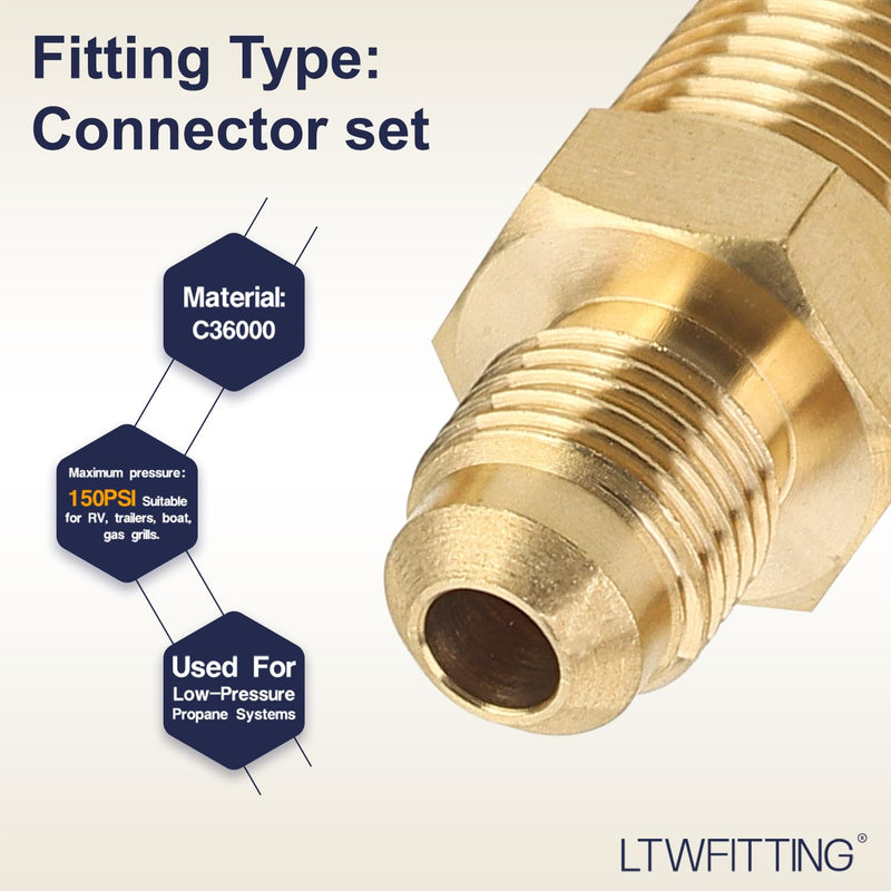 LTWFITTING Assortment Kit Tube OD (1/4-Inch 5/16-Inch 3/8-Inch 1/2-Inch) x 3/8-Inch Male NPT Brass Flare Connector Set (Pack of 20)