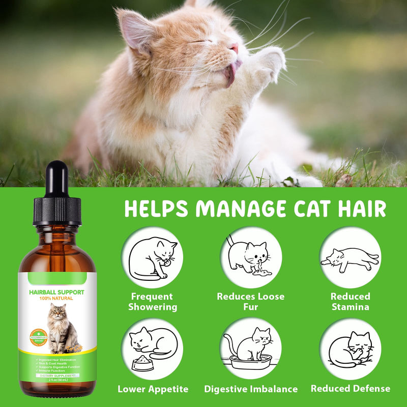 Hairball Relief for Cats, Natural Cat Hairball Treatment with Natural Ingredients & Vitamins - Kitten Furball Treatment, Supports Skin & Coat, Digestion, Immune Support for All Cats (2)