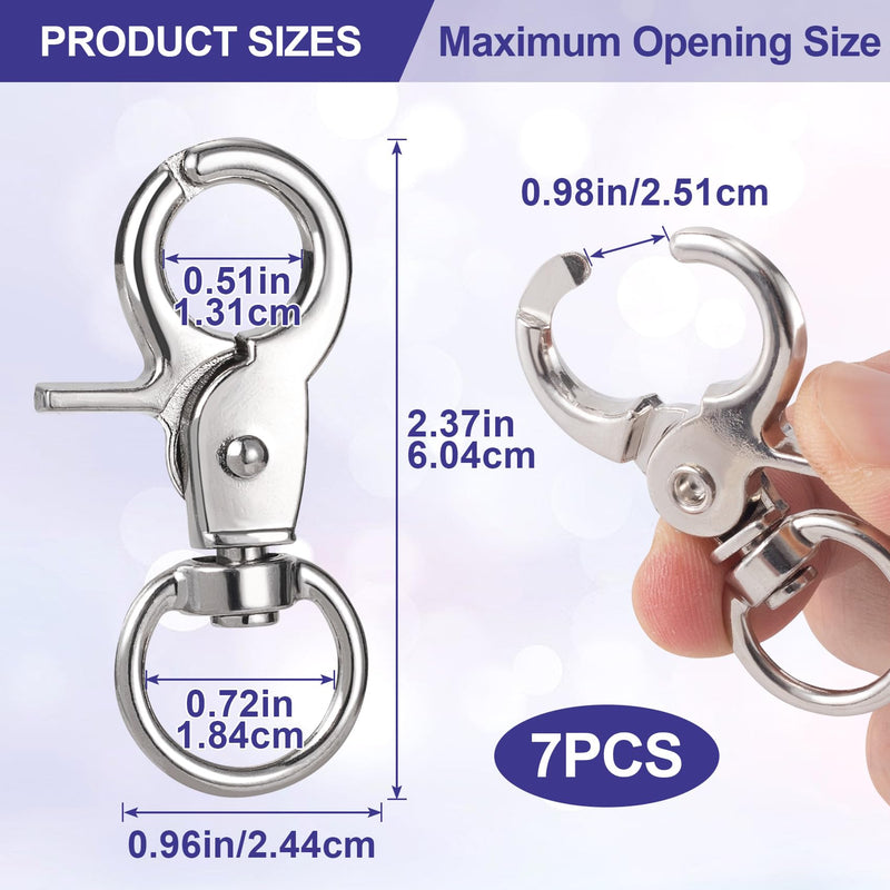 7PCS Trigger Snap Hooks 2.37x0.96'' Heavy Duty Zinc Alloy Swivel Trigger Snaps Metal Lobster Claw Lanyard Clips for Pet Cage Dog Leash Camera Straps Key Chains Flag Pole