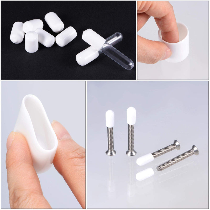 uxcell 50pcs Round Rubber End Caps 1/4"(6mm) White Vinyl Cover Screw Thread Protectors 6mm