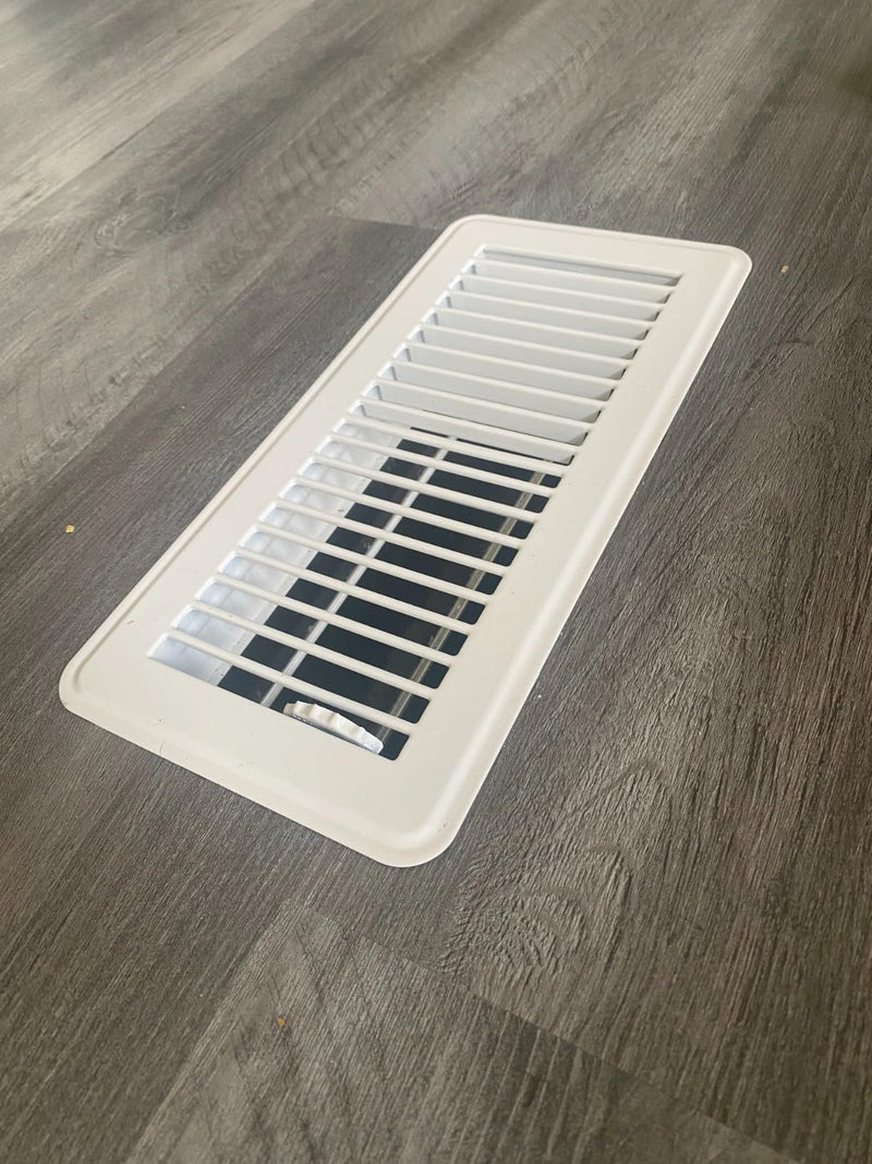 Rocky Mountain Goods Floor Register Vent for 4-Inch by 10-Inch Vent Openings (Item Dimensions 11.5 x 5.5") - Easy Adjust Air Supply Lever - Premium Finish - Heavy Duty to Allow Walk on use (White)