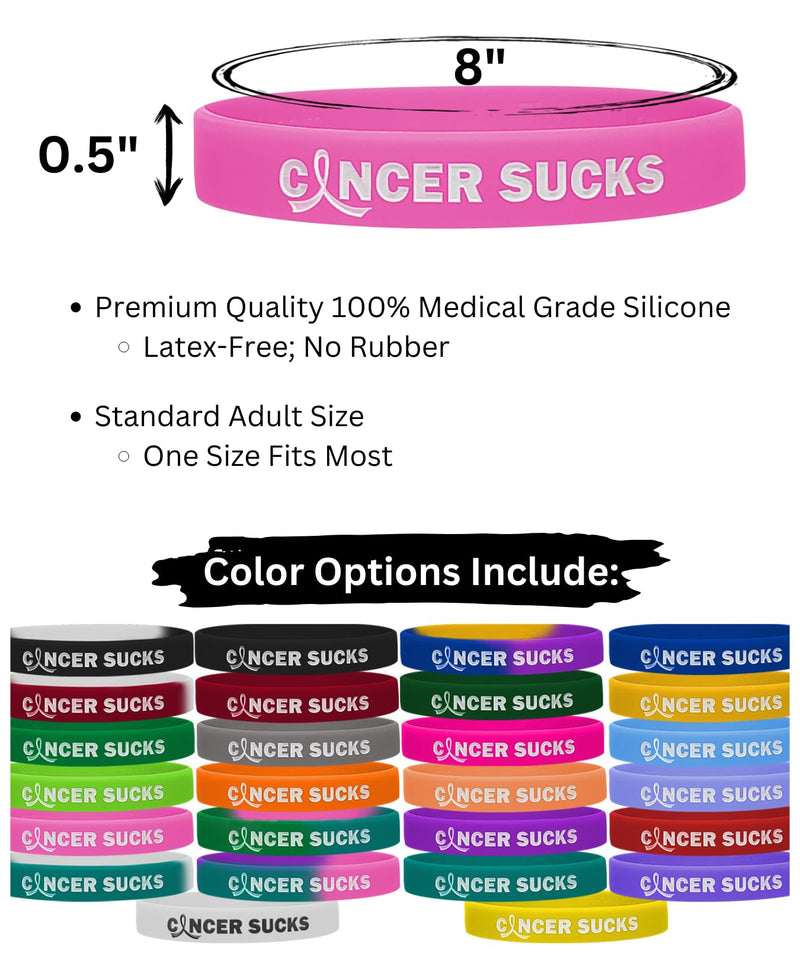 Fight Like a Girl Cancer Sucks Silicone Wristbands (10 Pack) Blue