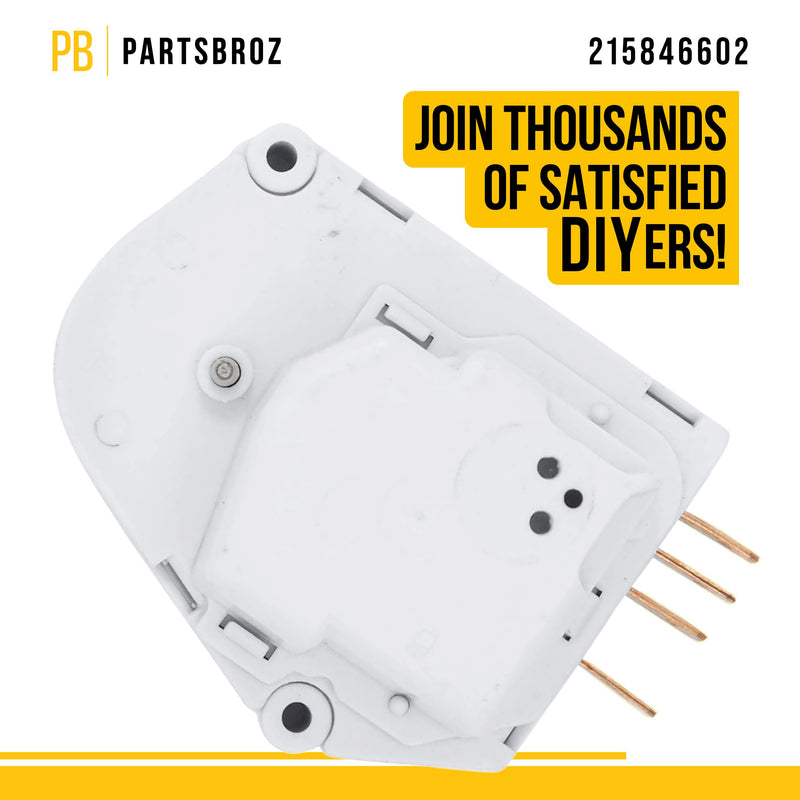 PartsBroz 215846602 Defrost Timer - Compatible With Frigidaire Kenmore Gibson Kelvinator Refrigerator - Replaces AP2111929 PS423801 604-73086 241621501 FRT18B4AW2 FRS26ZRG FRT18L4FW3 FRT21LR8DSP