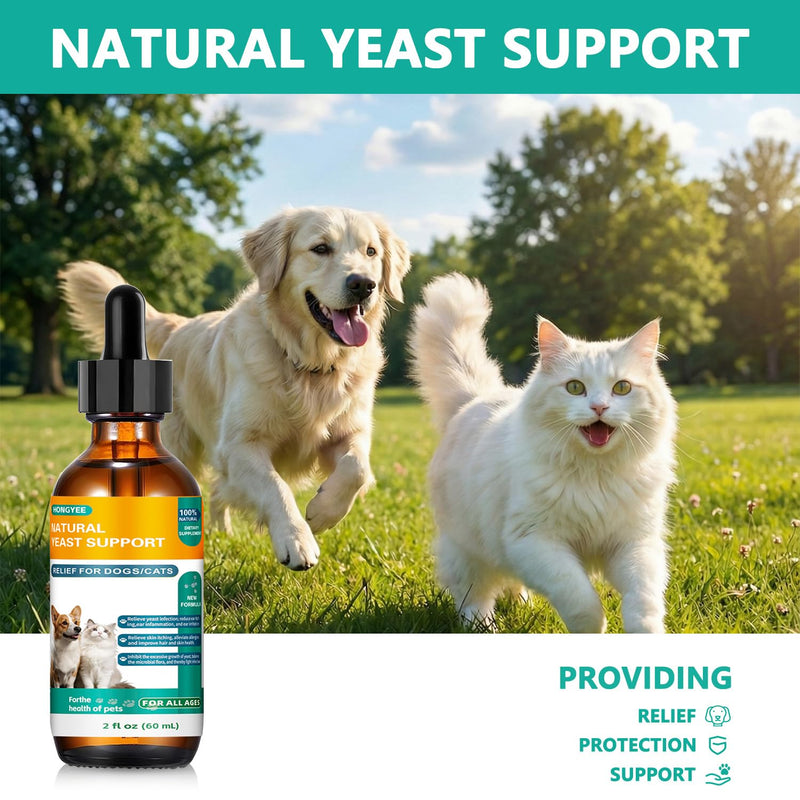 [2-Pack] Natural Yeast Drops for Cats & Dogs - Ear Care Support for Pets Relieves Ear Itching - Reduces Inflammatory Irritation - Soothes Skin Allergies & Itchiness Herbal Drops Supplement
