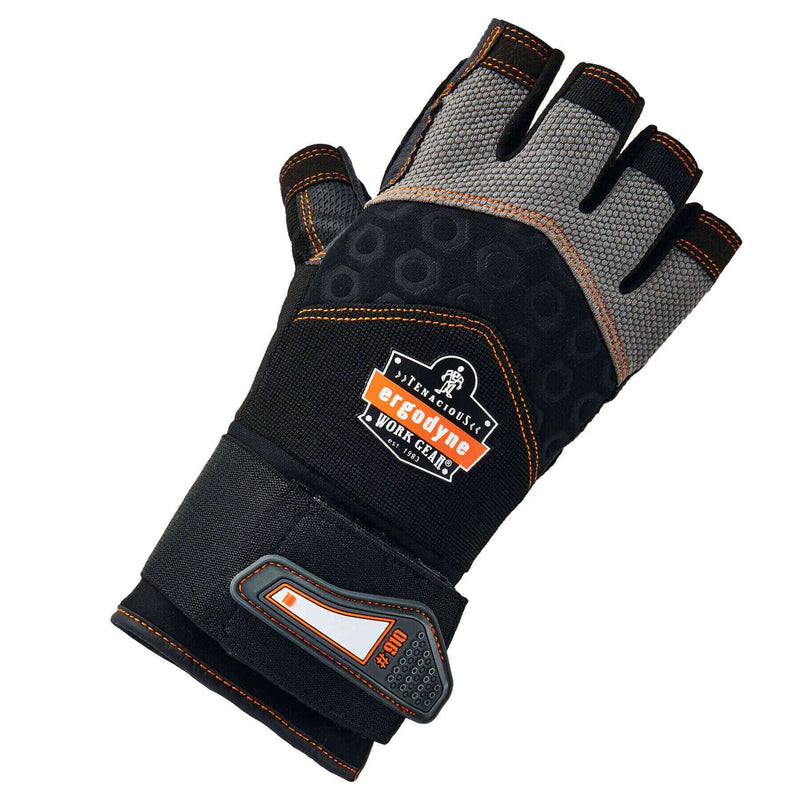 ProFlex 910 Impact Protection Work Gloves, Padded Palm, Half-Finger, Wrist Support, Black, Medium (Pack of 1) Medium (Pack of 1)