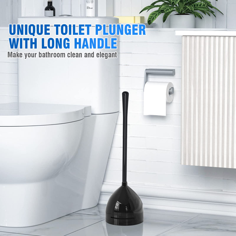 uptronic 2 Pack Toilet Plunger with Holder, Unique Plunger with All-Angle Design, Plungers for Bathroom with Holder, Toilet Plunger Heavy Duty-Black Black - NewNest Australia