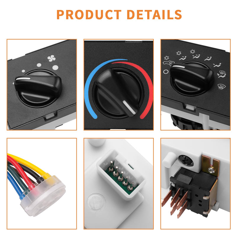 55037473AB HVAC A/C Heater Control Panel Switch Replacement for Jeep Wrangler TJ 1999 2000 2001 2002 2003 2004 with Blower Motor Switch Replace HS-373, BL101