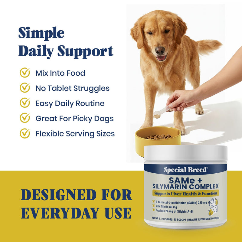 Liver Support for Dogs – Same + Milk Thistle Supplement Powder – Supports Liver Function, Detox & Cellular Health – Silymarin with 24 mg Silybin A+B – 60 Servings