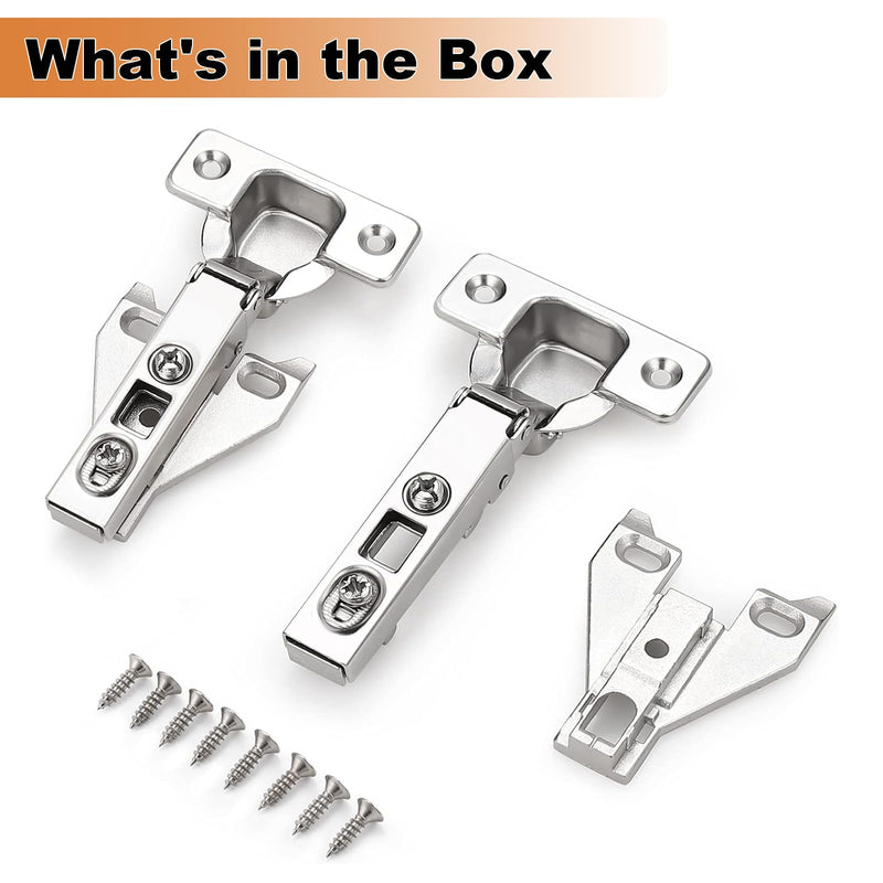 Probrico Soft Opening Kitchen Cabinet Hinges 2 Pairs (4 Pieces), Brushed Satin Nickel Face Frame Mounting Concealed Hinges for Kitchen Cupboard Hardware, with Mounting Screws