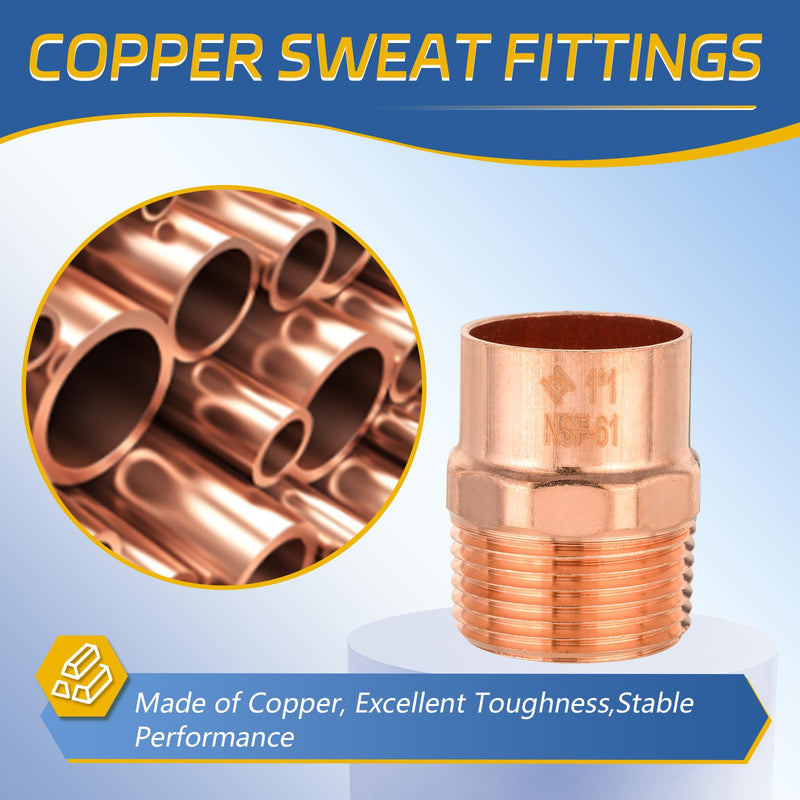 5PACK GUOFIS 1" Copper Sweat Male Adapter NPT Fitting(COPPER019-5) 5 1 Inch