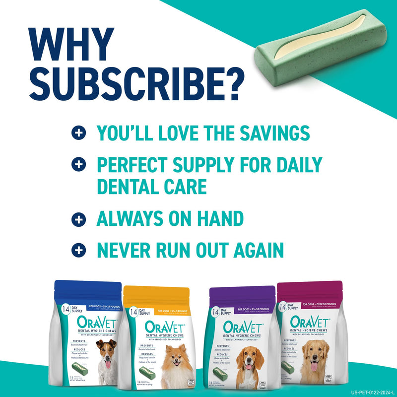 OraVet Dental Chews for Dogs, Oral Care and Hygiene Chews (Large Dogs, Over 50 lbs.) Pink Pouch, 14 Count (Pack of 2)