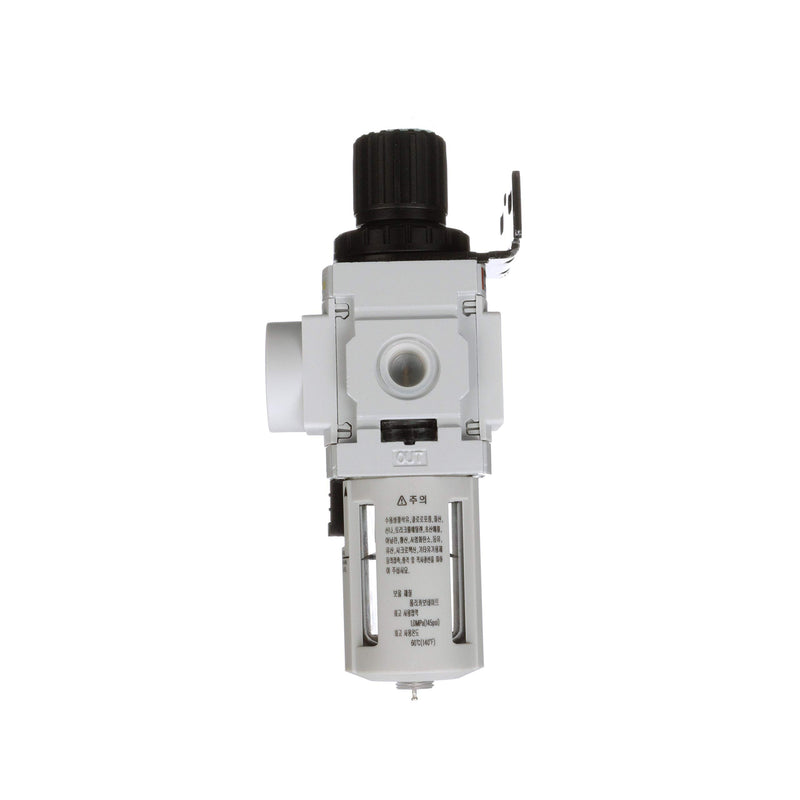 PneumaticPlus PPP2-N02BG Miniature Air Filter Regulator Piggyback Combo 1/4" NPT - 5 Micron, Poly Bowl, Manual Drain, Embedded Gauge 1/4" NPT - Poly Bowl, Manual Drain