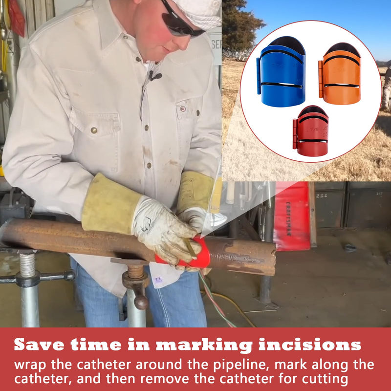 Metal Cutting Guide Kit Includes Sizes: 1-7/8", 2-3/8", 2-7/8" Pipe Cutting Guide Cuts at 45°, 90°, 22.5°, and Saddle Cut, Steel-3Pcs