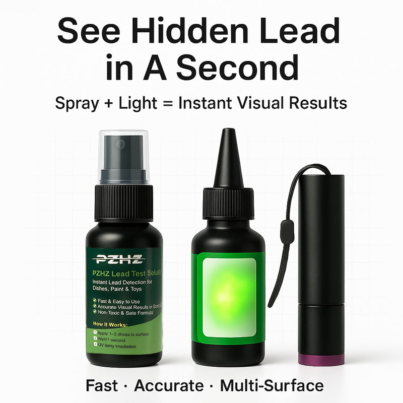 Lead Test Kit – Fast Lead Detection for Dishes, Paint & Toys, Includes Non-Lead Reference Card & UV-Protection Gloves, 1 Bottle Test Liquid + Free Lab Tests, Accurate & Easy Home Use Single Bottle – Dropper