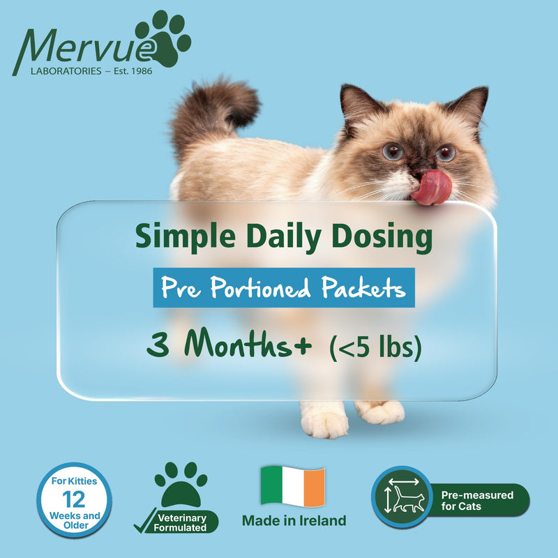 Mervue Multivitamin + Immune Support for Cats – Pre-Measured Cat Multivitamin Gel Packets for Daily Vitality – Formula with Beta Glucans and Taurine for Cats for Natural Defenses (14, 5ml Packets)