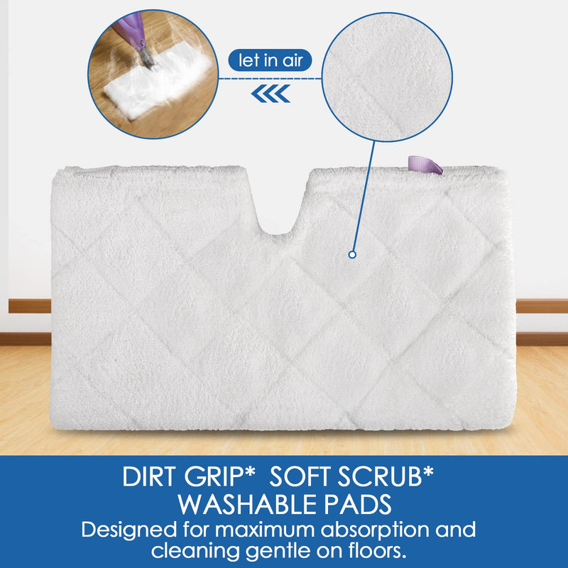 Replacement Microfiber Steam Mop pad Cleaning Pads for Shark Steam Pocket Mop S3500 Series S3550 S3501 S3601 S3601D S3901 S3801 S3801CO, White, S3501-White 4 Pack Short Plush