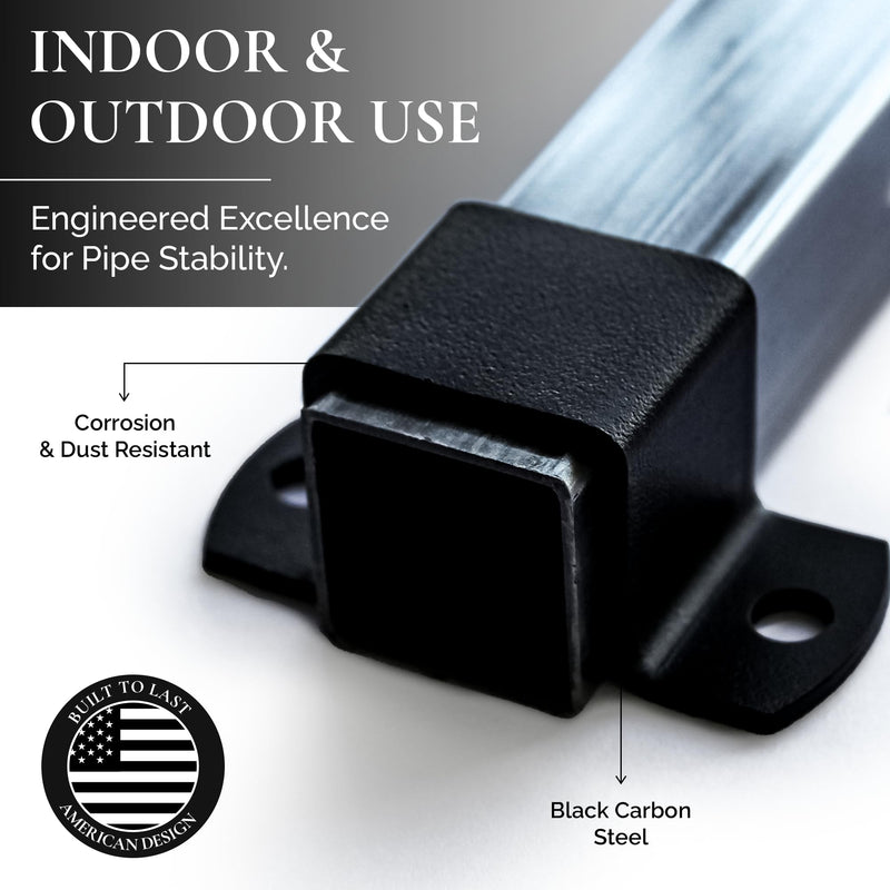 2x2" Square Tube Strap Clamp, Powder Coated Black, bracket clamp U-type - 4-Pack 2"x2"