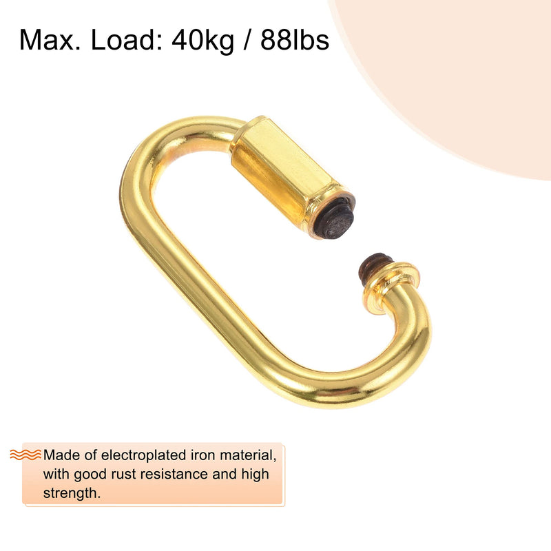 MECCANIXITY Chain Connector, 5mm Thick Quick Link Screw Lock Oval Clips for Chandelier Pendant Lights Electrophoretic Gold Pack of 4