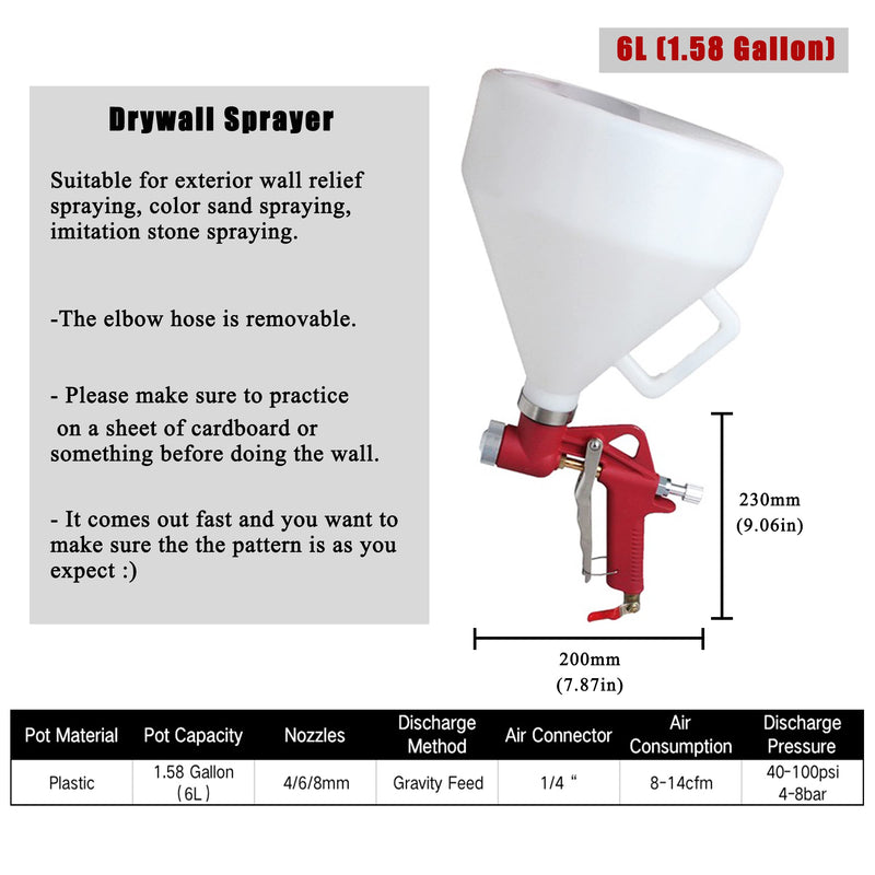 4/6/8mm Nozzles 6L Drywall Texture Painting Sprayer, Elbow 1