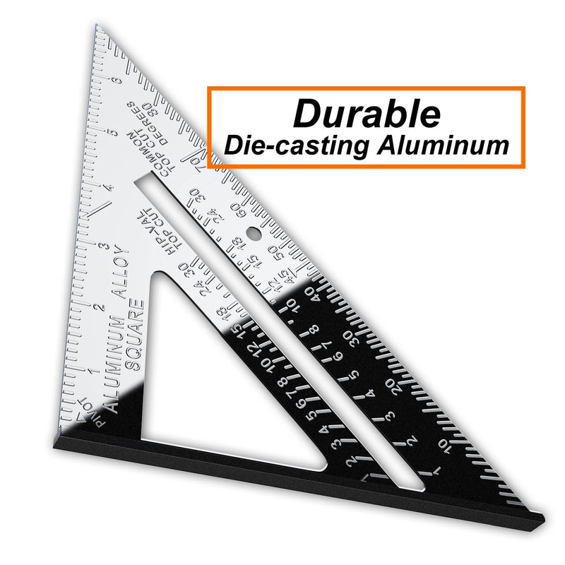 Mecurate Rafter Square, Triangle Carpenter Square Die-cast Aluminum Alloy for Woodworking and Carpentry (7 inch die-Casting) 7" Carpenter Square