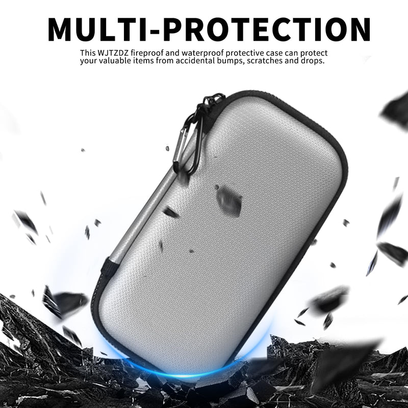 6500°F Hard Fire-Resistant Power Bank Case,Waterproof Electronic Organizer Travel Bag,Shockproof EVA Carrying Case for Cell Phones/Earbuds,Travel Gadgets for Cables,SD Memory Card,Camera Chips Silver Medium Size