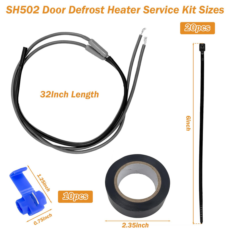 SH502 Drain Heater Fit for Samsung & Most Supco Refrigerator Evaporator Defrost De-Ice, Refrigerator Secondary Heater Kit - 7/16'' Heater Tip 32'' Long 120V 15W (2Pcs) 2P