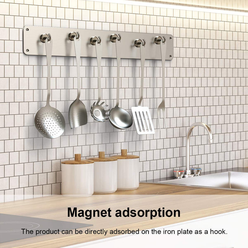 Magnetic Hooks Heavy Duty, 110 lbs Strong Magnet Hooks for Hanging, Magnet with Hook for Cruise, Refrigerator, Pack of 6 6 Pack-110 lb Silver