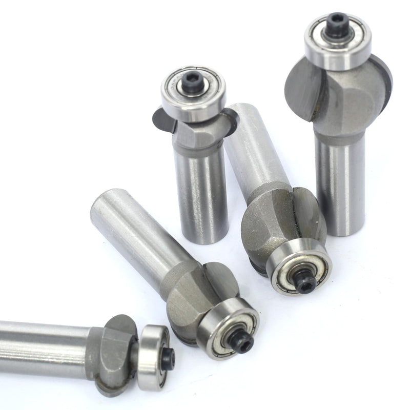 5Pcs Edging Fluting Bits Set,1/2" Shank, Concave Sunk Bead Router Bits Radius R4mm,R5mm,R5mm,R11.3mm,and R13.6mm,Bearing Guided Decorative Edge Bits for Wood Profiling,Molding 1/2"x 5pcs