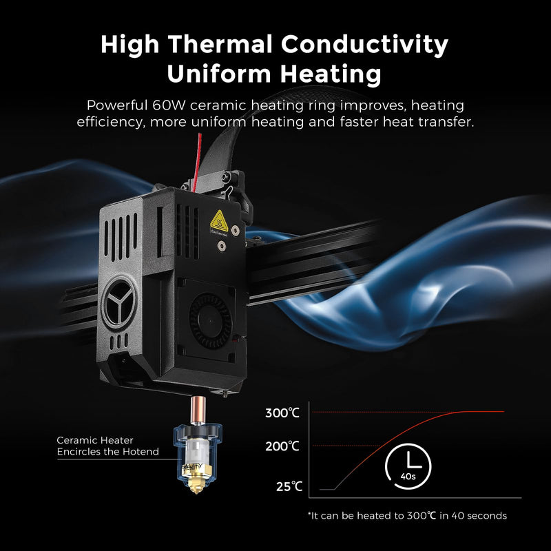 Creality Ender 3 V3 KE Hotend Kit, Original Ceramic Heating Block Kit 300°C 60W Fast Heating High Thermal Conductivity Ceramics with Bi-Metal Copper+Titanium Alloy Throat Tube and Brass Nozzle Ender 3V3 KE