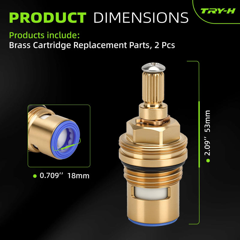 Faucet Ceramic Cartridge for Grohe 45882000 45883000, 1/2″ Cold Hot Ceramic Cartridge, Brass Cartridge Replacement Parts, 2 Pack