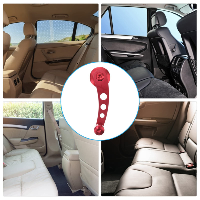 2PC Universal Window Crank Handle, Aluminum Car Window Opener Handle Kit, Replacement Winder Crank Kit for Auto Vehicle (Red) Red
