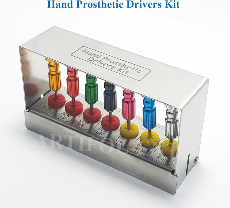 7 Pcs Universal Implant Hand Prosthetic Screw Drivers Kit Technician Tools Dental Micro Screwdriver Set Rainbow Colorful Prosthetic Kit OS1034