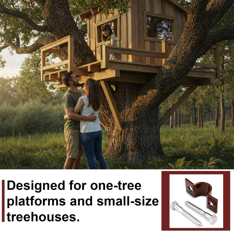 Hicarer Treehouse Hardware 5 Inch Static Uplift Arrestor for One Tree Platforms Carbon Steel Bracket with Lag Bolts Fastens Treehouses Fort Tab to Beam Prevents Movement for Small Tree