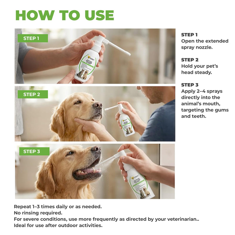 Dog and Cat Dental Spray for Dogs & Cats – Vet Recommended Oral Care, Teeth Cleaning Spray, Breath Freshener, Helps Reduce Plaque and Tartar, No Brushing Required - 3.38 Fl Oz - 100 Ml