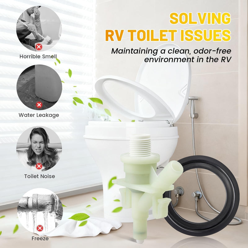 Oyviny Upgraded RV Toilet Water Valve Kit Fit for Dometic 300, 310, 320 Series Toilets, Freeze Resistance & Leakage Resistance, 385311641 Camper Toilet Valve Replacement with 385311658 Flush Ball Seal