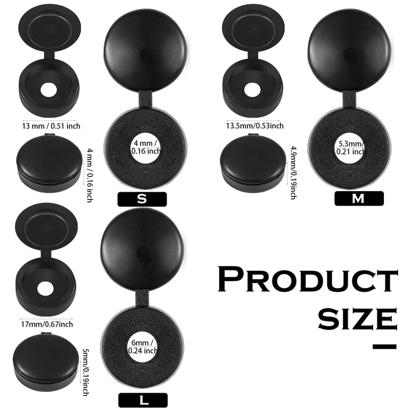 100 Pieces Hinged Screw Cover Caps Plastic Shutter Fold Screw Snap Covers Washer Flip Tops(Large,Black) Black Large