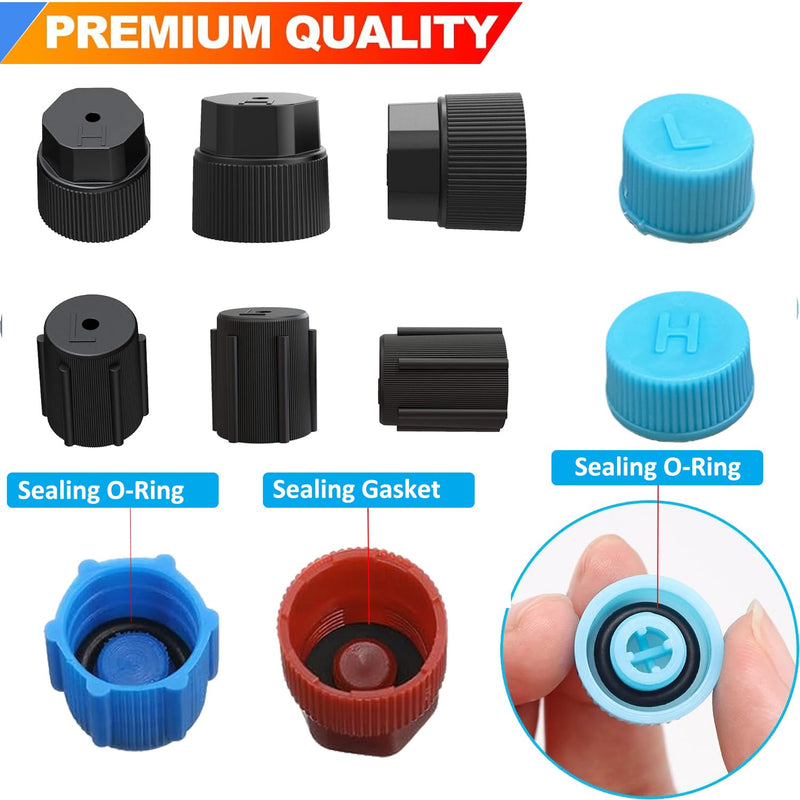 Lucstar 286 PCS Car A/C Caps, R12 R134a Air Conditioning Service System Charging Port Caps, Fuel Pressure Relief Valve Cap, Presta Schrader Valve Cap, AC Low/High Pressure Port Cap Auto Replacement 286PCS