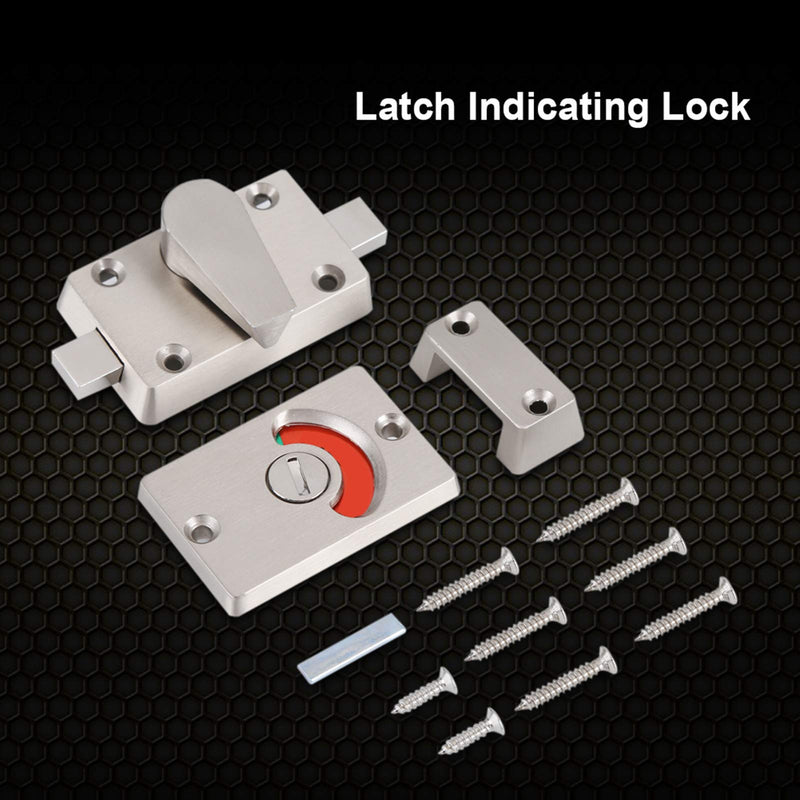 Stainless Steel Indicating Door Lock with Green Red Occupancy Indicator for Bathroom Toilet Partition Public Restroom