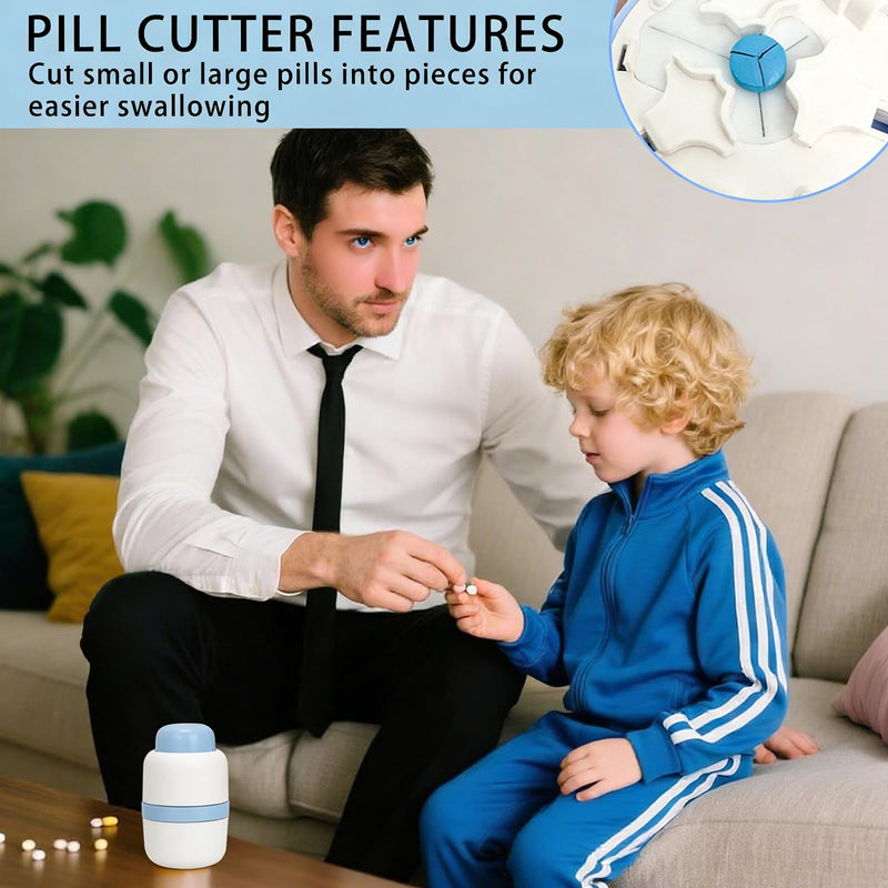Pill Cutter 1/3 Pill Splitter for Small and Large Pills with Stainless Steel Blade for Cutting Pills in one Third or Half, Portable Pill Organizer, Ideal for Cutting Tablets, Vitamins Blue-3