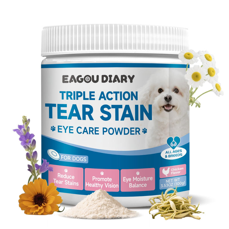 Dog Tear Stain Remover Supplement for Eye Health & White Fur Care - Mushroom for Dogs - with Turkey Tail Mushroom for Dogs, Lion’s Mane, Shiitake