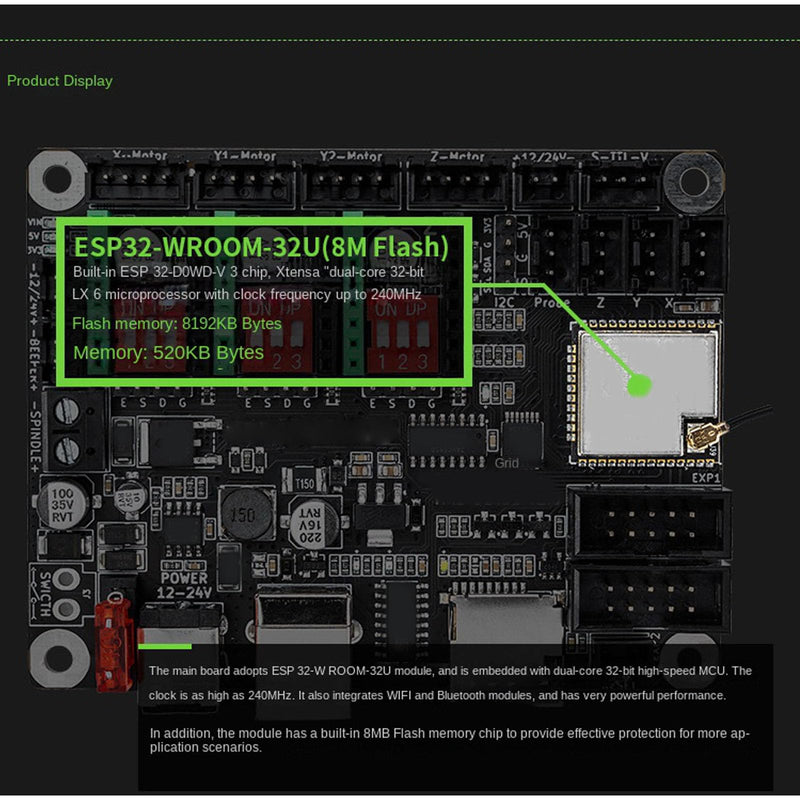 Engraver Motherboard 32 Bit Laser Engraver Mainboard Laser Cutter Controller Board Replacement for Makerbase MKS DLC32 V2.1 12‑24VDC