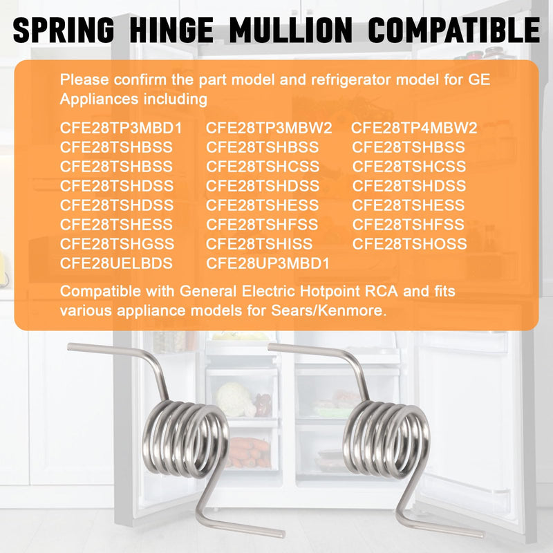 WR01X11052 Fridge Door Spring Hinge Mullion Fits for GE Refrigerator Door Spring Replacement Equipment PS6011724,3031611,GFE28GYNBFS,YE18JSLGFSS (2PCS)