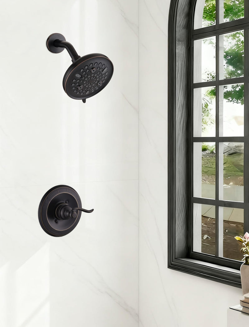 Shower Faucet Trim Kit for Delta 13/14 Series, with Shower Arm & Shower Cover Plate and Handle, Oil Rubbed Bronze Metal (No Valve/Cartridge)