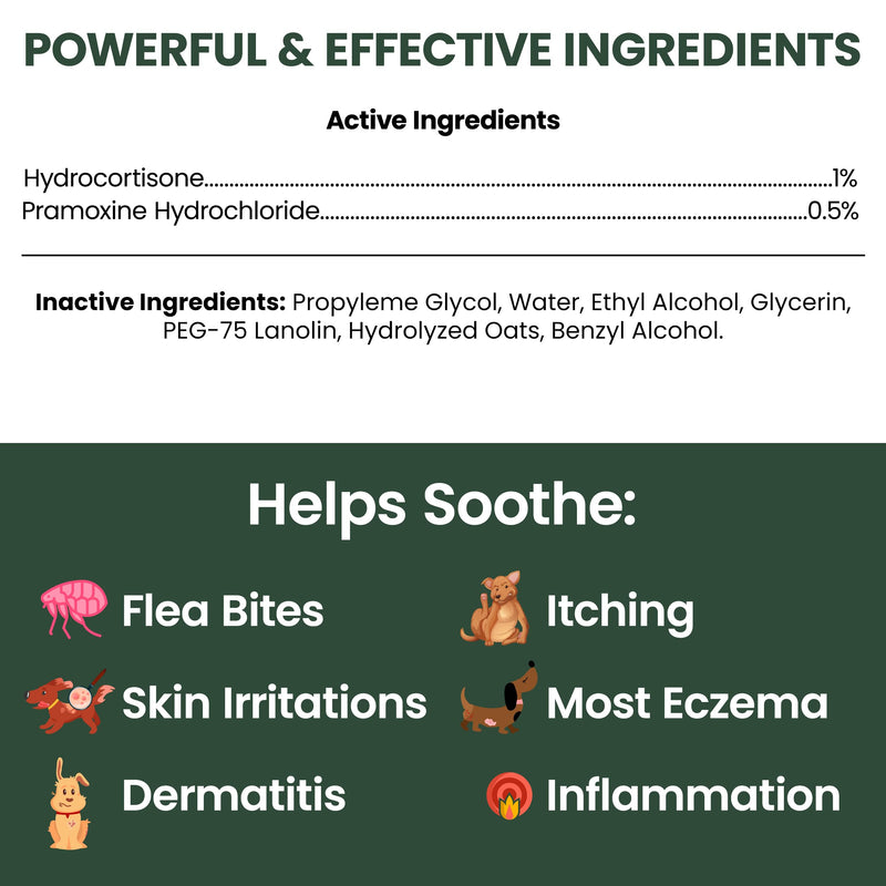 Hydrocortisone Spray for Dogs - Hot Spot Treatment & Itch Relief, 4 oz with Pramoxine - Soothes Dry Itchy Skin, Allergies, Dermatitis, Flea Bites, Aloe Infused, Made in USA - Chew + Heal Labs 4oz