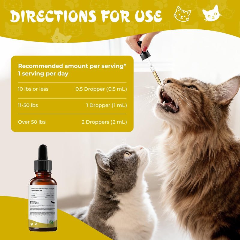 Mange Treatment Cats, Cat Mange & Itchy Skin Relief, Natural Gentle Supplement for Dry Skin, Itchy Skin, Dandruff & Coat Support