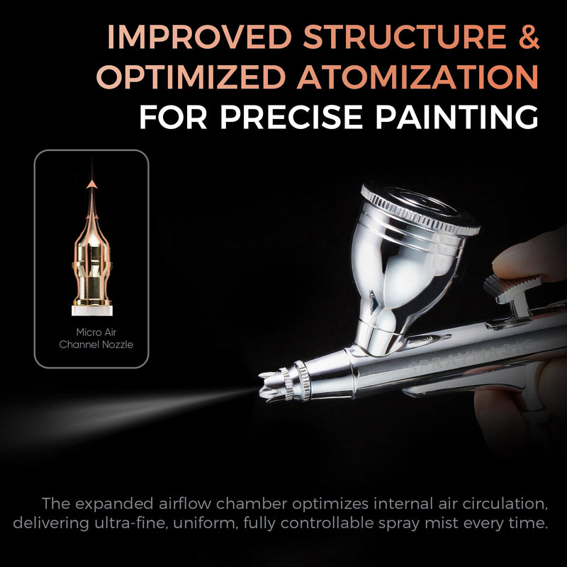 SPRAYMAGIC Airbrush Pen, 0.3mm Fine Spray Airbrush with Ergonomic Trigger & Detachable Cup for Illustration Automotive Textile Cake Decor Fixed fluid cup