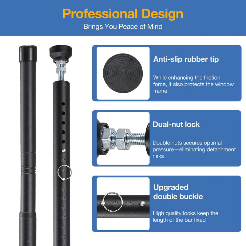 Sliding Door Security Bar, 3 Pack 18"-50" Adjustable Window Security Bars with Rubber Tips, Heavy Duty Door Jammer, Window Bars Security Inside, Window Lock Bar for Home Apartment Travel Patio (Black)