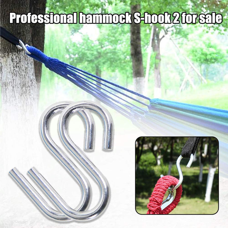 Heavy Duty S Hooks, 2pcs Stainless Steel Fishing Hiking Hammock Hook S Shaped Hooks Thickness Hammock Hanging S Shape Hooks Silver