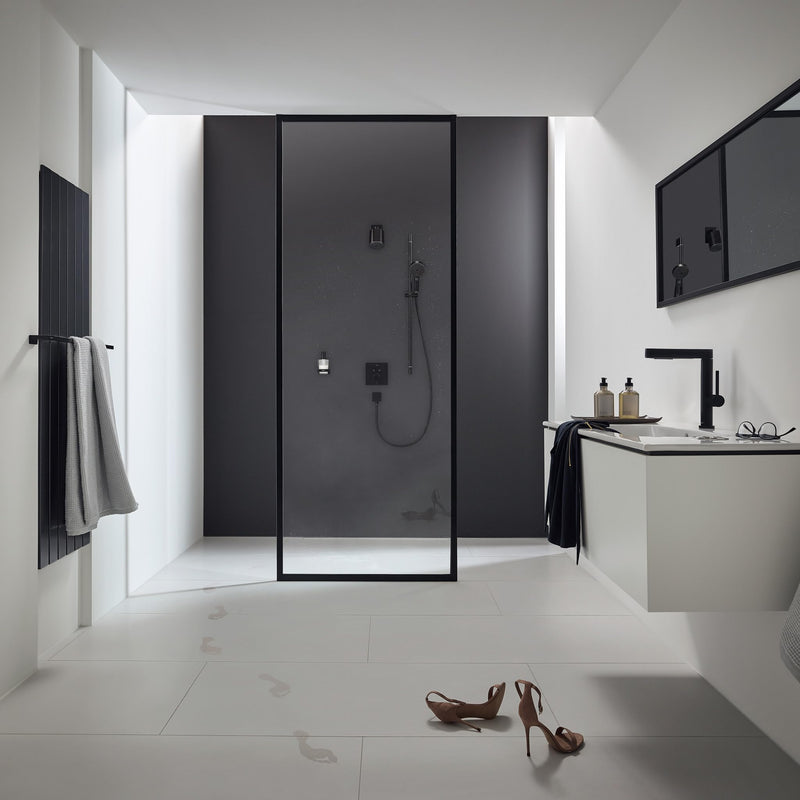 hansgrohe Pulsify S 4-inch Modern Showerhead 1-Spray PowderRain with QuickClean in Matte Black, 24131671, 2.5 GPM