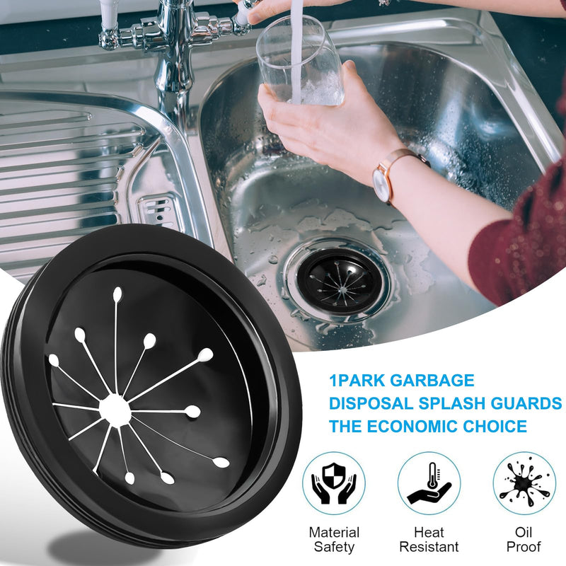 3 1/8" Inch Garbage Disposal Splash Guard with Garbage Disposal Drain Cover for Sink,Rubber Garbage Guard and Garbage Disposal Stopper for Whirlaway, Waste King, and GE Models (Black 3 1/8 in) Black 3 1/8 in